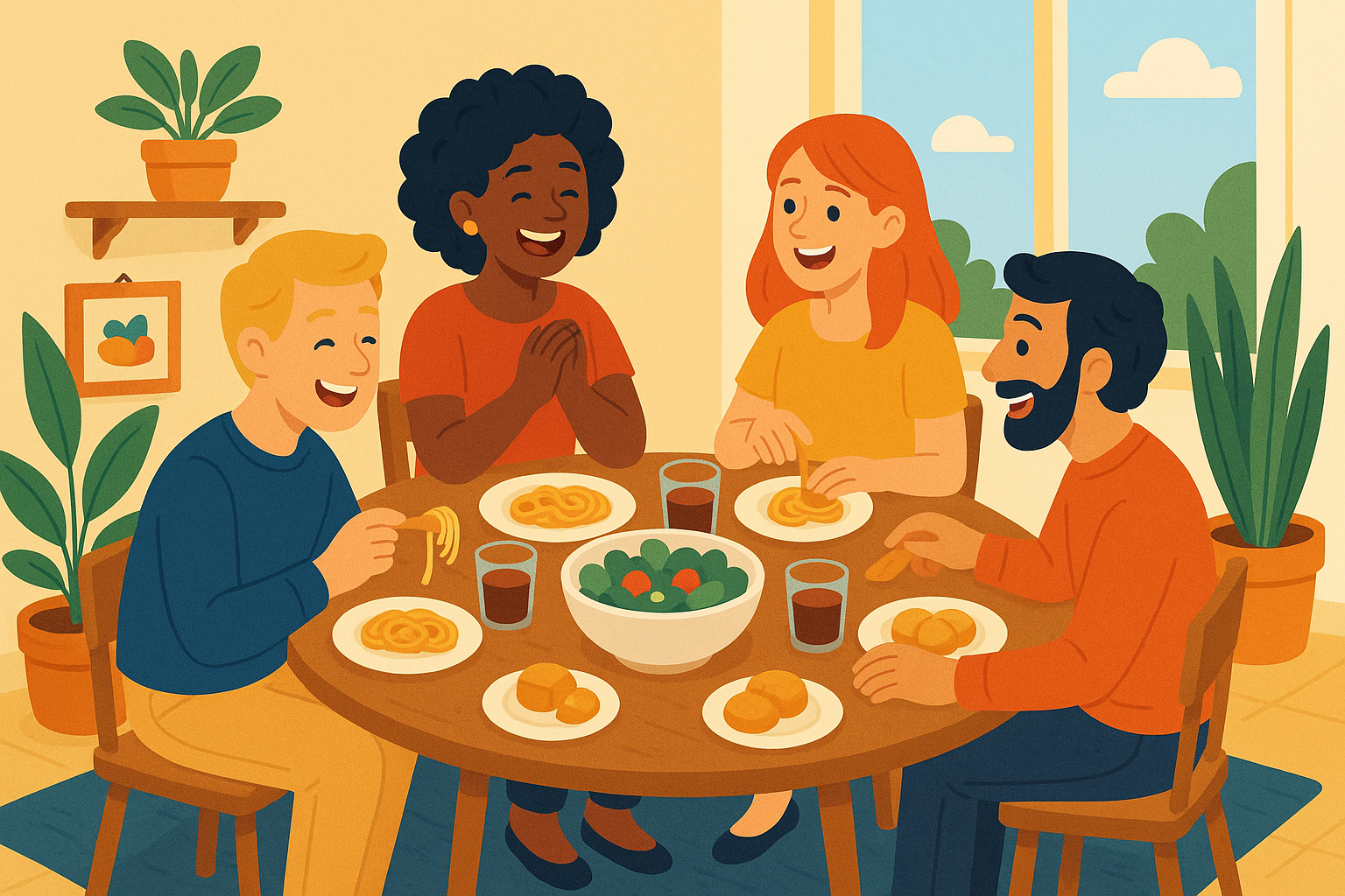 Roommates Sharing a Meal